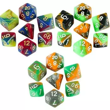 3 цвета пигментные игральные кости 7 шт для настольной игры DND подарки для семьи и друзей