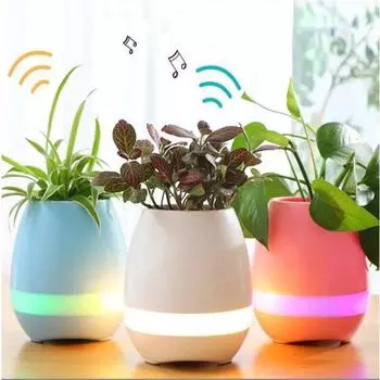 3 цвета, музыкальный динамик в цветочном горшке, умная беспроводная Bluetooth мини-колонка для дома, настольная сенсорная маленькая ночная светодиодная колонка, Прямая поставка