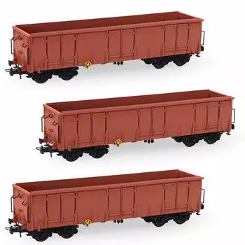 3 HO Gauge 40ft Brown High Cube Открытый вагон Гондола Поезд Транспортное средство Грузовой поезд Модель поезда Транспортный набор грузовых поездов Железнодорожная модель грузового вагона