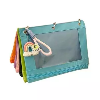 3 Holes Rainbow Storage Bag 6 Compartment Travel Zipper Pouch Portable Makeup Handbag Toiletry