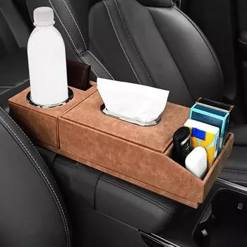 3 In 1 Car Armrest Box Water Cup Holder Storage Box Tissue Holder Auto Drink Holder Tissue Organizer Tray Car Interior Accessory чёрный