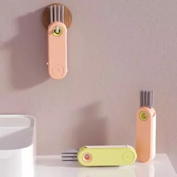 3-in-1 Cup Lid Cleaning Brush 180-Degree Rotating Stiff Bristle Design Portable Multifunctional Bottle Gap