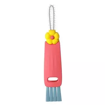 3 in 1 Cup Lid Cleaning Brush Crevice Cleaner Brush for Baby Bottle (Red) #F
