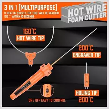 3 In 1 Portable Electric Cutting Pen Foam Cutter Pen Die-Cut Machines Stainless Steel Styrofoam Cutting Tool Set Heating Wire