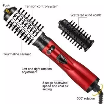 3 in 1 Rotating Hair Dryer Electric Comb Hair Straightener Brush Dryer Brush Hot Air Comb Negative Ion Hair Styler Comb Hot comb US Plug золотой