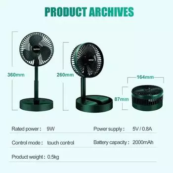 3 in 1 Table Fan 3 Speed Silent Fan Portable Table Fan USB Desktop Folding Fan Multifunction Fan for Home Desk Outdoor Bedroom