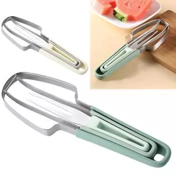 3-in-1 Watermelon Fork Slicer Cutter Melon Cutter Knife Stainless Steel Watermelon Cutter Slicer Tool Portable Kitchen Gadgets зелёный