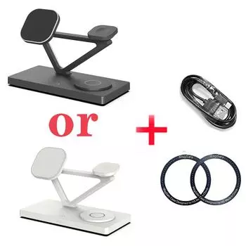 3 In 1 Wireless Charging Desker For Iphone 14 13 Airpods Pro Apple Watch Qi Charging Station For Samsung Galaxy Watch 5pro/4 Bud Without adapter
