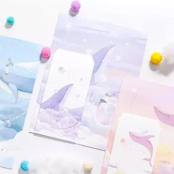 3 конверта + 6 писем с буквами, набор бумажных конвертов Dream Whale, милая лесная бумага для письма, поздравительная открытка, стационарные детские праздничные подарки