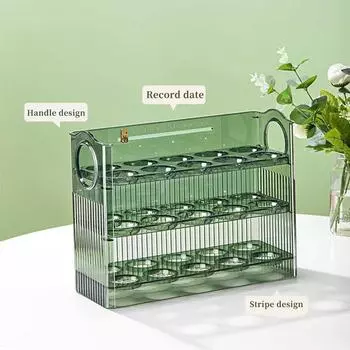 3 Layer Flip Type Egg Storage Box For Refrigerator Side Door 30 Count Large Capacity Clear Egg Box Creative Home Storage Egg Box