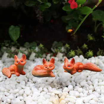 3 Pack Garden Fox Miniature Statues for Lawn Decor Resin Sculptures белый