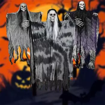3 Pack Hanging Halloween Skeleton Decorations, Grim Reapers For Halloween Outdoor Decorations, Halloweens Skeleton Flying, Haunted Haunted House One Size