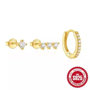 3-Piece Set, Simple S925 Sterling Silver Ins Style Turquoise Fashion Versatile Classic Set Earrings Women