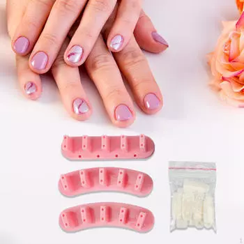 3 Pieces Acrylic Nail Art Display Stand Tips Practice Holder, DIY Training Tools with 10 розовый