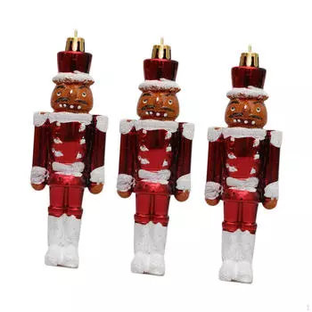 3 Pieces Christmas Nutcracker Pendants Hanging Ornaments Craft Charm Gift Decor for Window красный