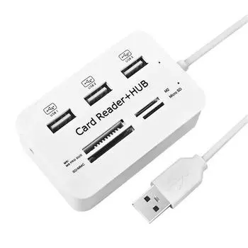 3 порта USB Hub 2.0 кард-ридер Multi USB Splitter 480 Мбит/с USB Combo для MS M2 SD MMC TF портативный для Macbook ноутбук ПК компьютер