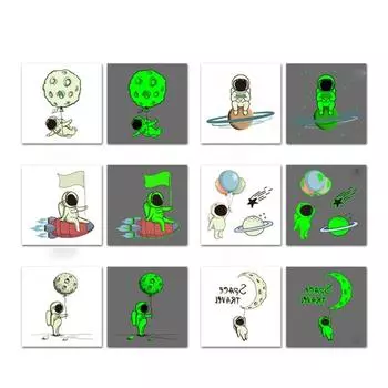 3 Sheets Long Lasting Space Temporary Tattoo Glow In The Dark Planets Arm Stickers Party 02