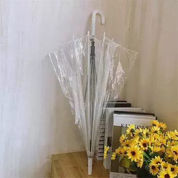 3 шт., автоматический зонт, прозрачный, с длинной ручкой, современный, красивый, для женщин, мужчин, студентов, детей, прямой стержень, подарочный пластик, практичный
