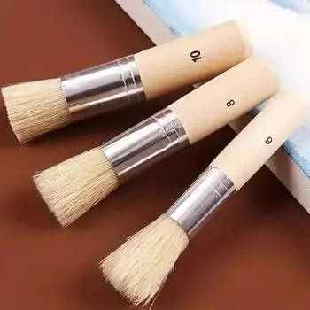 3 шт. DIY деревянная трафаретная кисть, кисть из чистой натуральной щетины, идеально подходит для акриловой краски, дерева, масляной живописи
