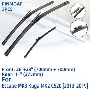 3 шт. для Ford Escape MK3 Kuga MK2 C520 2013-2019 28 28 11 передние и задние щетки стеклоочистителя лобовое стекло резак для окон аксессуары 2017 2018 2019 Left Hand