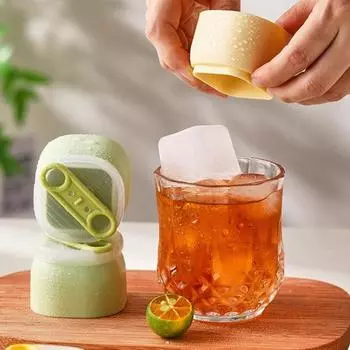 3 шт. Форма для кубиков льда, пищевая, без бисфенола А, устойчивая к нагреванию и холоду, с крышкой, легкосъемная форма для кубиков льда зелёный