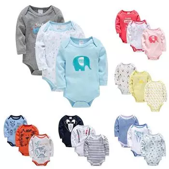 3 шт./компл. детское боди из 100% хлопка, одежда bebe для мальчиков и девочек, осенне-зимняя одежда с длинными рукавами и мультяшным принтом 0-3M