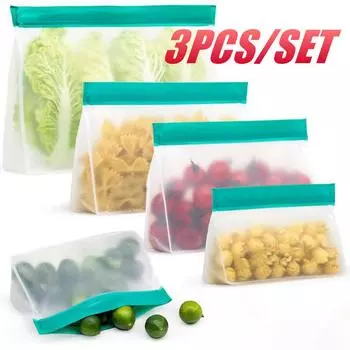 3 шт./компл. Peva Food Storage Bag Upgrade, герметичный верхний стоячий многоразовый морозильный сэндвич-мешок с застежкой-молнией, силиконовый пакет для хранения продуктов питания S-2PCS