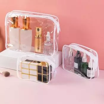 3 шт./компл. прозрачная косметичка на молнии, портативная застежка, водонепроницаемый видимый набор, квадратная форма, большой чёрный