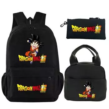 3 шт./компл. рюкзак с принтом Dragon Ball, сумка для обеда, пенал для подростков, детский школьный рюкзак для девочек и мальчиков