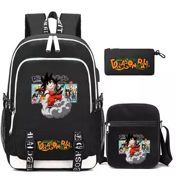 3 шт./компл. рюкзак в стиле аниме Dragon Ball для футболки для мальчиков и девочек, школьный рюкзак с сумкой на плечо, сумка Pencli, дорожная сумка Mochila