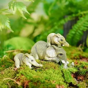 3 шт./компл. Статуэтка Слона из Смолы, Украшения для Сада, Милые Фигурки Слона, Слон, Держащий Слоненка, Изделия Из Смолы Для Дома 1set
