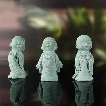 3 шт./компл. статуя Будды Дзен-монаха, молящиеся скульптуры, орнамент, улыбающийся молящийся монах статуя песчаник