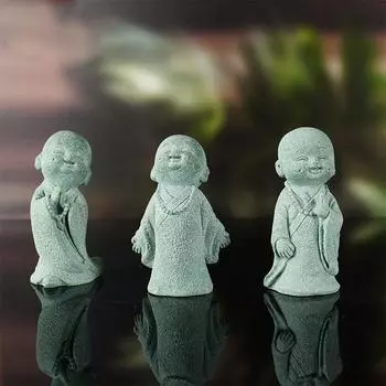 3 шт./компл. статуя Будды Дзен-монаха, молящиеся скульптуры, орнамент, улыбающийся молящийся монах статуя песчаник
