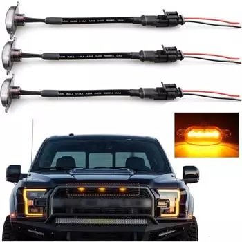3 шт./компл. светодиодные фонари на передней решетке автомобиля для Ford F150 F250 F350 Raptor 2004-2019 гг. Black shell