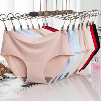 3 шт./лот женское нижнее белье из шелка Ice Silk без следов нижнее белье со средней талией сексуальные женские трусики с треугольным поясом M белый