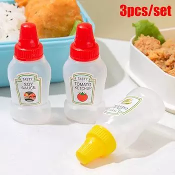 3 шт. Мини-портативная бутылка для соуса, маленькая бутылка для кетчупа Bento, пластиковая бутылка для приправ, кухонные принадлежности
