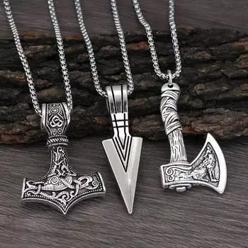 3 шт. Ожерелье викингов, молот викингов, наконечник копья, топор, скандинавский кулон, ювелирное изделие, амулет