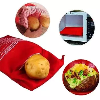 3 шт. Пакет для картофеля в микроволновой печи, многоразовый, экспресс-пакет для приготовления сладкого картофеля в микроволновой печи, запеченный картофель, картофель, запеченный за 4 минуты, красный пакет