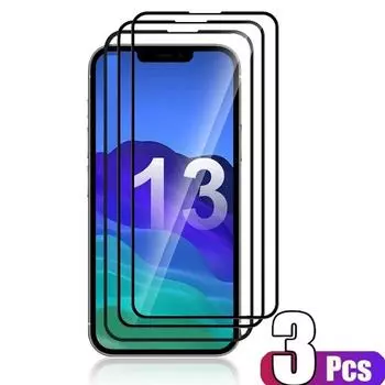 3 шт., полное стекло для iPhone 13 Pro Max 10D, закаленное стекло для iphone13 13pro max 13 mini, защитная пленка для экрана For iPhone 13 чёрный