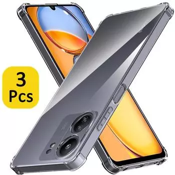 3 шт. прозрачный чехол для Xiaomi Redmi 13C 4G 12 5G 12C 10 10 Prime 10C толстый противоударный мягкий силиконовый чехол для телефона Redmi 12 4G Redmi 10A