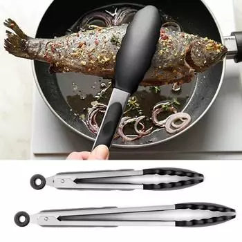 3 шт. Щипцы для еды Clip-Food, пригодные для мытья в посудомоечной машине, прочные, 7/9/12 дюймов, из нержавеющей стали, устойчивые к ожогам, щипцы для еды чёрный
