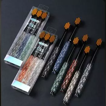 3 шт. Зубные щетки Crystal Toothbrushes для взрослых с широкой головкой, мягкой щетиной и нескользящей ручкой