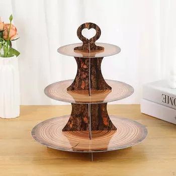 3 Tier Cardboard Cupcake Stand Cake Holder Tree Dessert Display Tray Party Decoration for Graduation