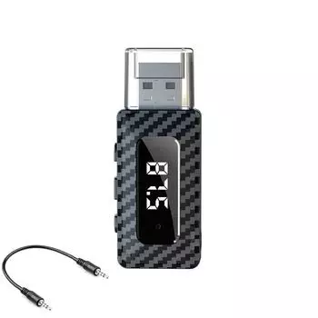 3 в 1 автомобильный мини USB передатчик приемник Bluetooth 5.3 со светодиодным дисплеем гарнитура для звонков автомобильный комплект авто беспроводной аудио для FM-радио чёрный