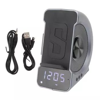 3 в 1 Bluetooth-динамик PC ABS Будильник с беспроводной зарядкой для ночника 10 Вт Синий синий