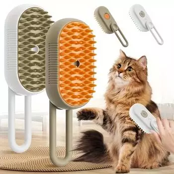 3 в 1 Чистый Массажный Электрический Массажер Для Домашних Животных USB Перезаряжаемый Паровой Распылитель Подходит Для Кошек И Собак Для Удаления Колтунов И Выпавшей Шерсти Уход За Домашними Животными белый
