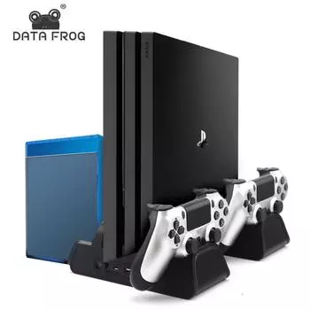 3 в 1 для PS4/PS4 Slim/PS4 PRO вертикальная подставка с двойным контроллером, зарядная станция, игровой охлаждающий вентилятор чёрный