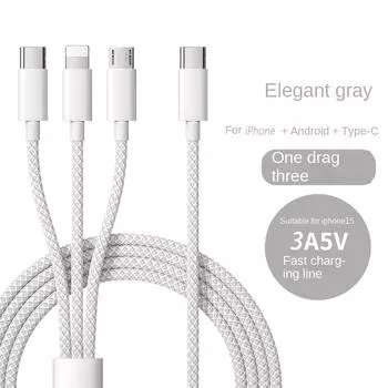 3 в 1 кабель для быстрой зарядки типа C 100 Вт для Xiaomi iPhone Poco Micro Type C кабель для зарядки шнур несколько проводов для зарядки 1 м/1,5 м/2 м 1m
