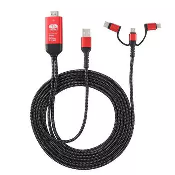 3 в 1 Micro USB для iOS Type C в HDMI HD 4K Видео HDTV Конвертер Адаптер Кабель