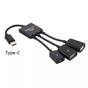 3 в 1 микро-USB типа C концентратор между мужчинами и женщинами двойной USB 2.0 хост-кабель адаптера Otg